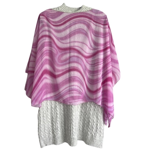 Modern Flowy Wave pattern lightweight poncho style top - Picture 1 of 9